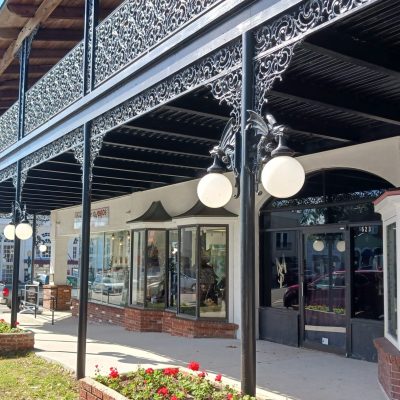 Old Lamp Post Building in Mount Dora, FL with Mount Dora Transit and Tours